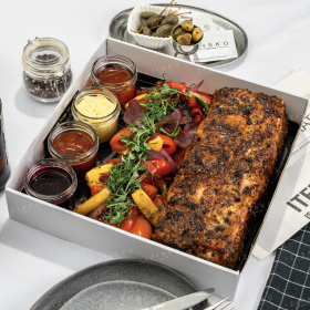 Антрекот из свинины c овощами